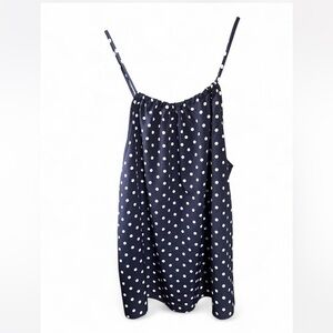 Navy and White Polka Dot Spaghetti Strap Cami Tank Top Size 2XL